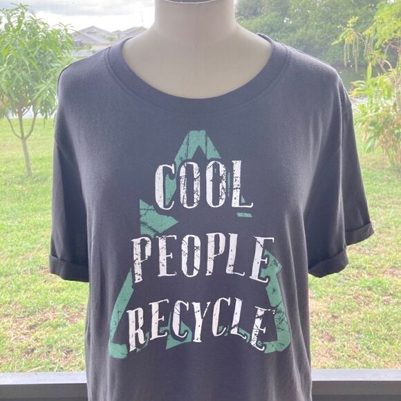 Recycle Threads Women's Short Sleeve Crop T-Shirt Gray NWOT size XL - Picture 3 of 4